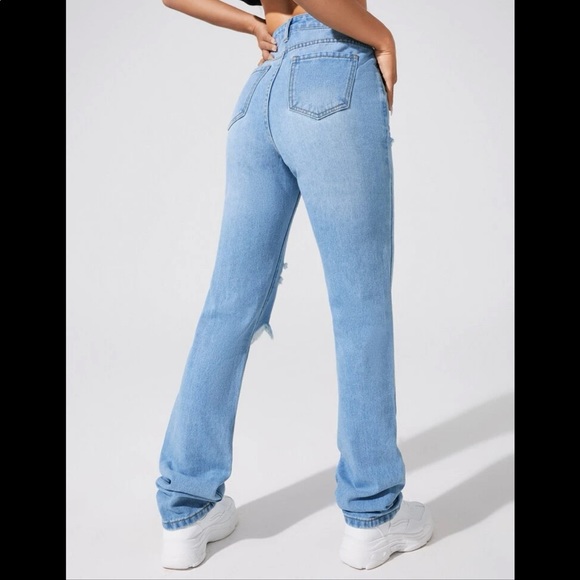 Womens high waisted light wash ripped boyfriend denim jeans new without tags - Picture 5 of 12